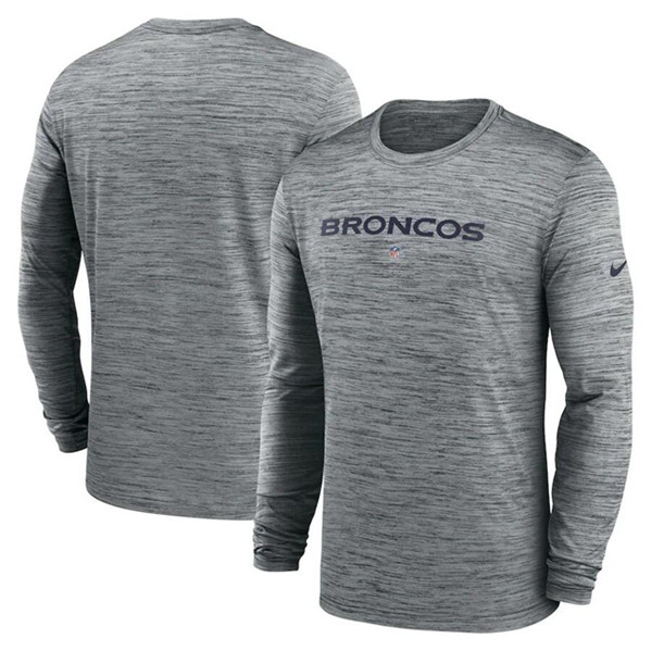 Denver Broncos Heather Gray Sideline Team Velocity Performance Long Sleeve T-Shirt